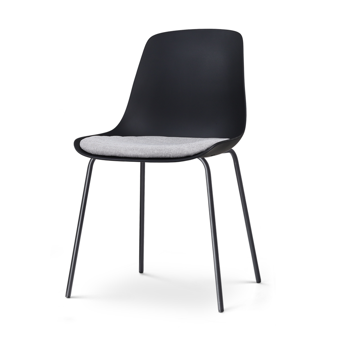 Nolon Nora-Liv Eetkamerstoel Zwart - Lichtgrijs Kussen - Zwarte Poten