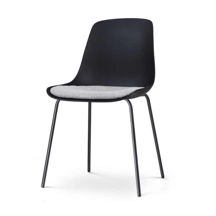 Nolon Nora-Liv Eetkamerstoel Zwart - Lichtgrijs Kussen - Zwarte Poten