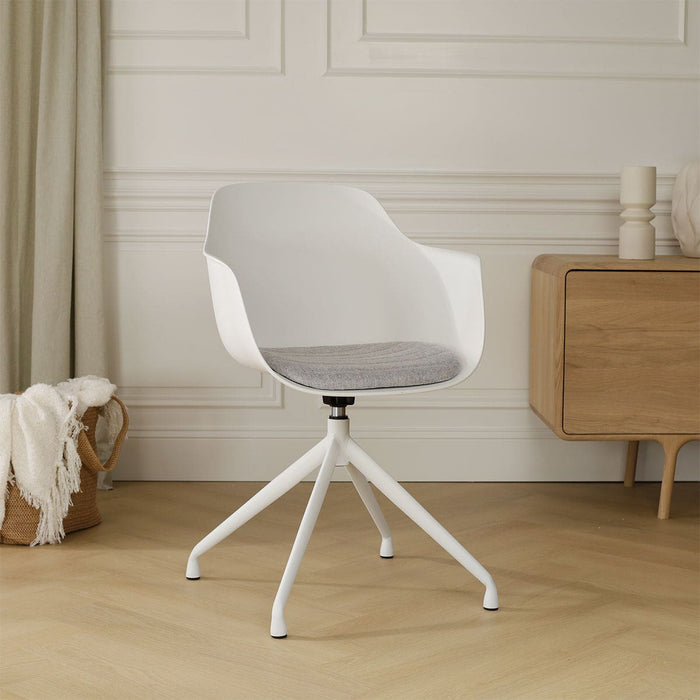 Nolon Nola-Liz Eetkamerstoel Wit - Lichtgrijs - Draaibaar - Wit