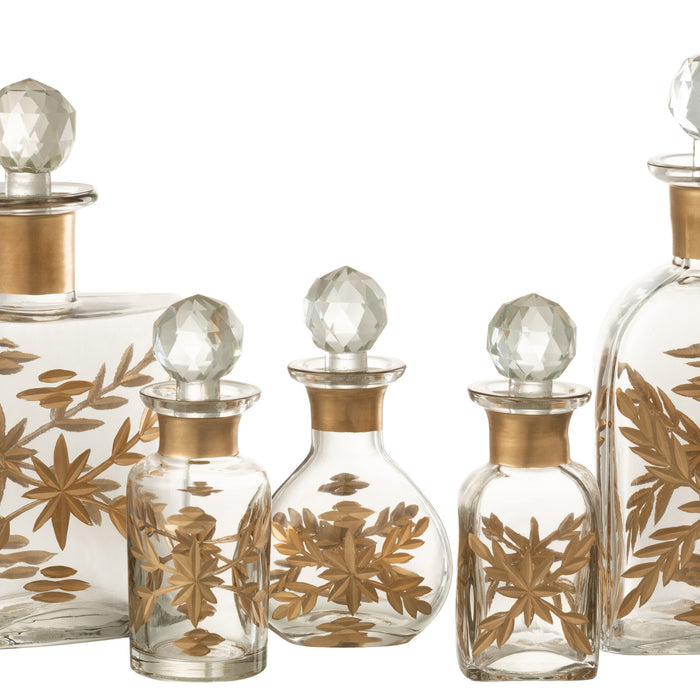 J-Line karaf Chloe Vierkant - glas - transparant|goud