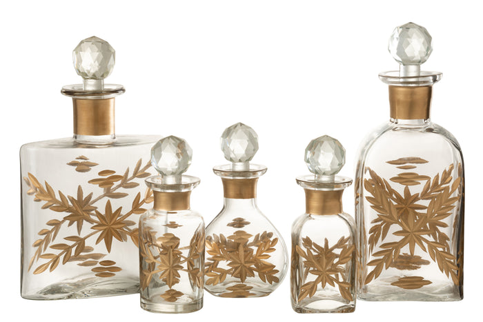 J-Line karaf Chloe Vierkant - glas - transparant|goud