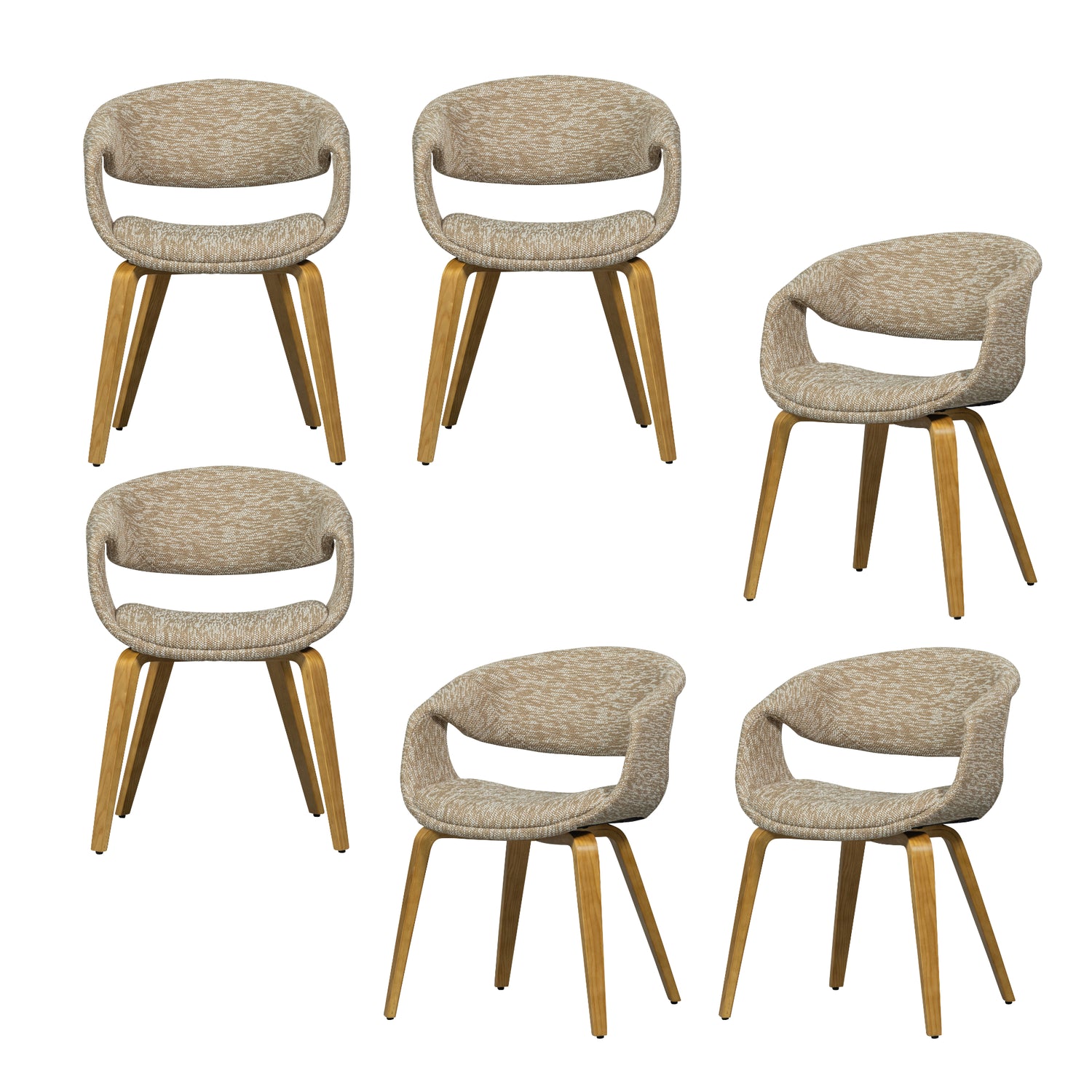 WOOOD Yossi Eetkamerstoelen Met Houten Naturel Poot - Zand - Set van 6