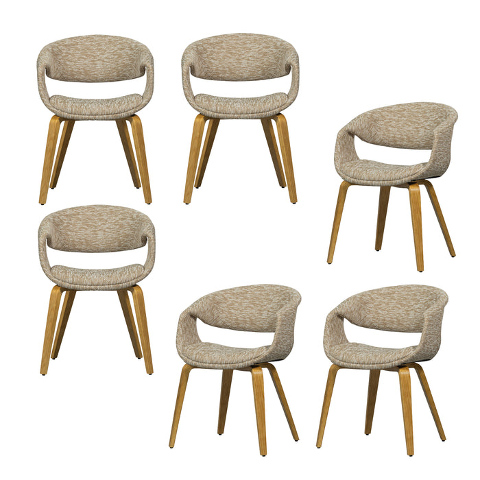 WOOOD Yossi Eetkamerstoelen Met Houten Naturel Poot - Zand - Set van 6