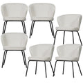 WOOOD Admit Eetkamerstoelen - Bouclé - Naturel - Set van 6