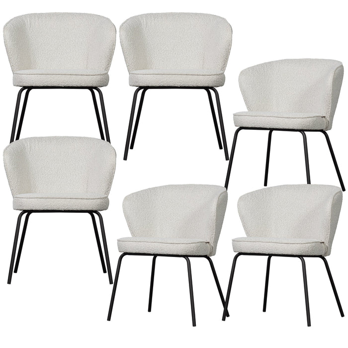 WOOOD Admit Eetkamerstoelen - Bouclé - Naturel - Set van 6