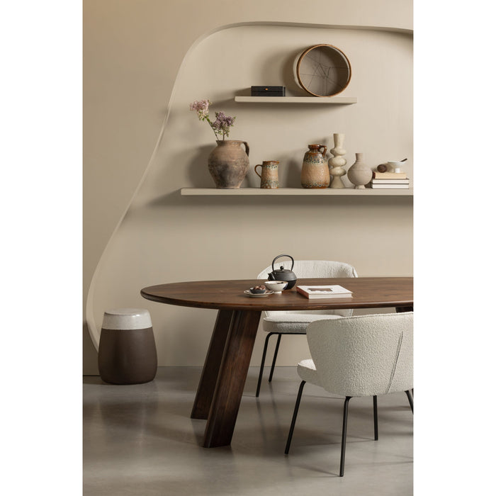 WOOOD Admit Eetkamerstoelen - Bouclé - Naturel - Set van 6