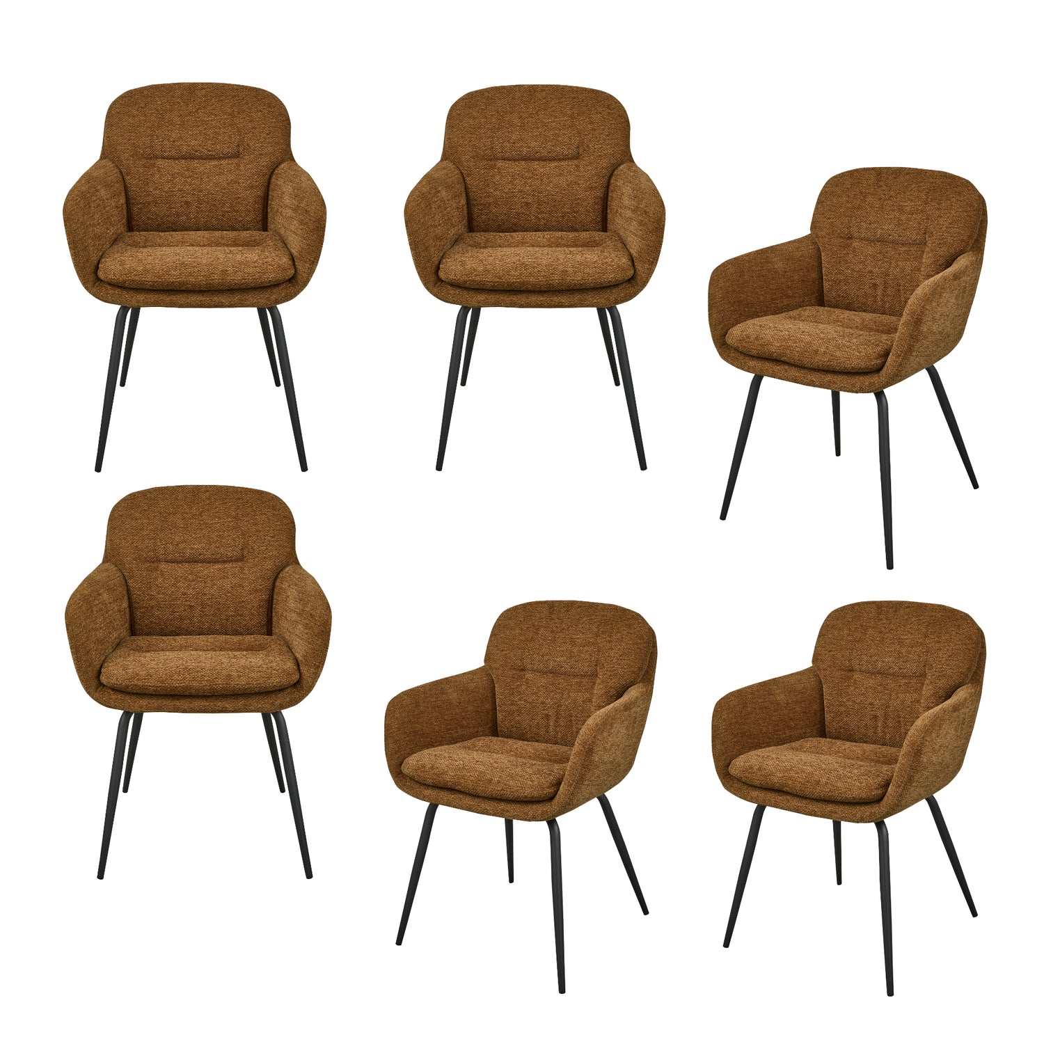 WOOOD Runa Eetkamerstoelen - Polyester - Caramel - Set van 6