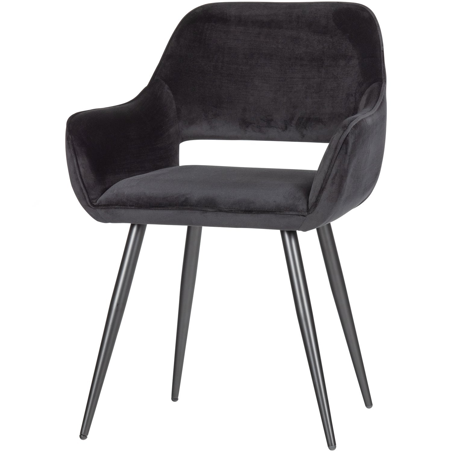 WOOOD Jelle Eetkamerstoelen - Velvet - Zwart - Set van 6