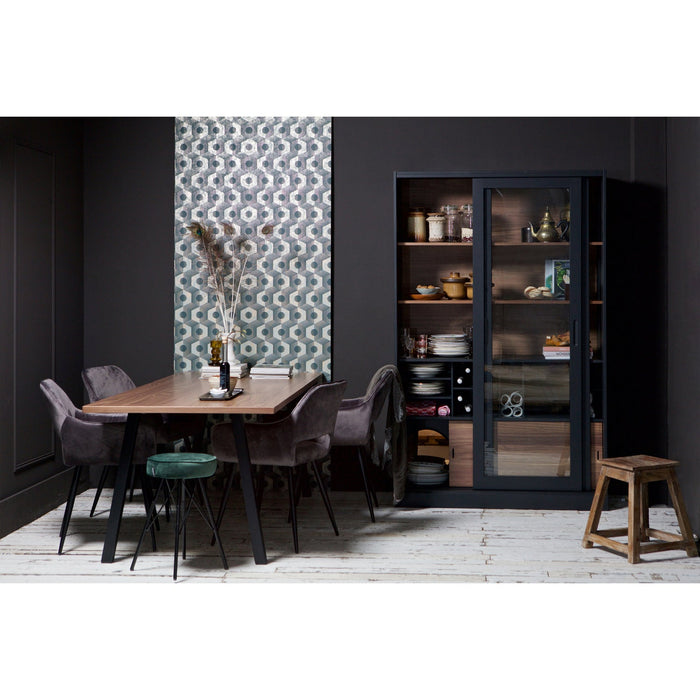 WOOOD Jelle Eetkamerstoelen - Velvet - Zwart - Set van 6