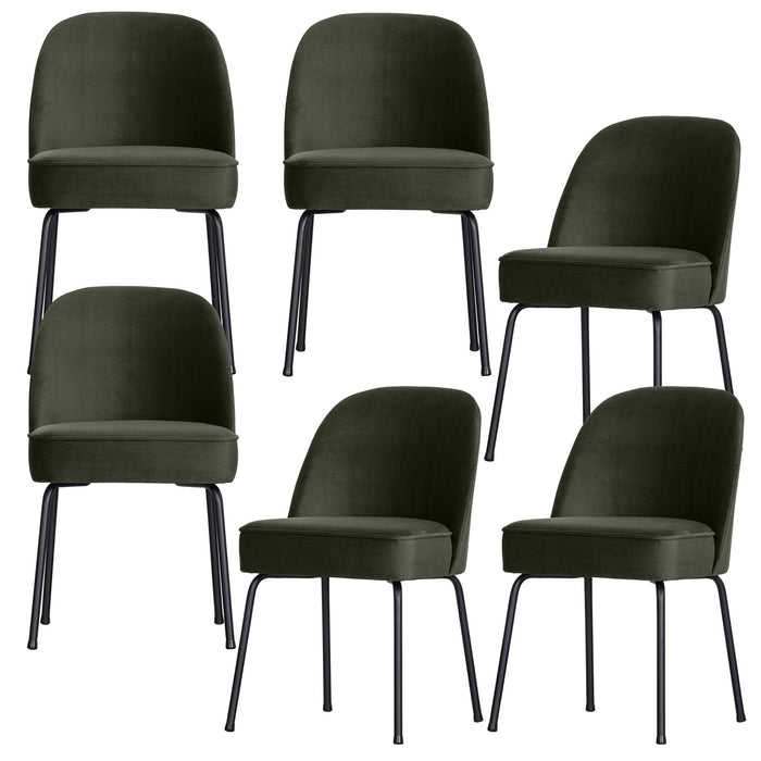 WOOOD Vogue Eetkamerstoelen - Fluweel - Donkergroen - Set van 6