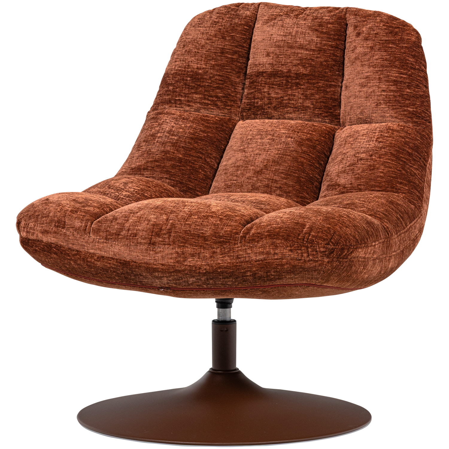 WOOOD Elvi Draaifauteuil - Chenille Structuur -  Roestbruin - 81x73x84