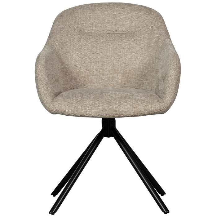 WOOOD Grant-Jaki Eetkamerstoelen - Chenille - Zand - Set van 6