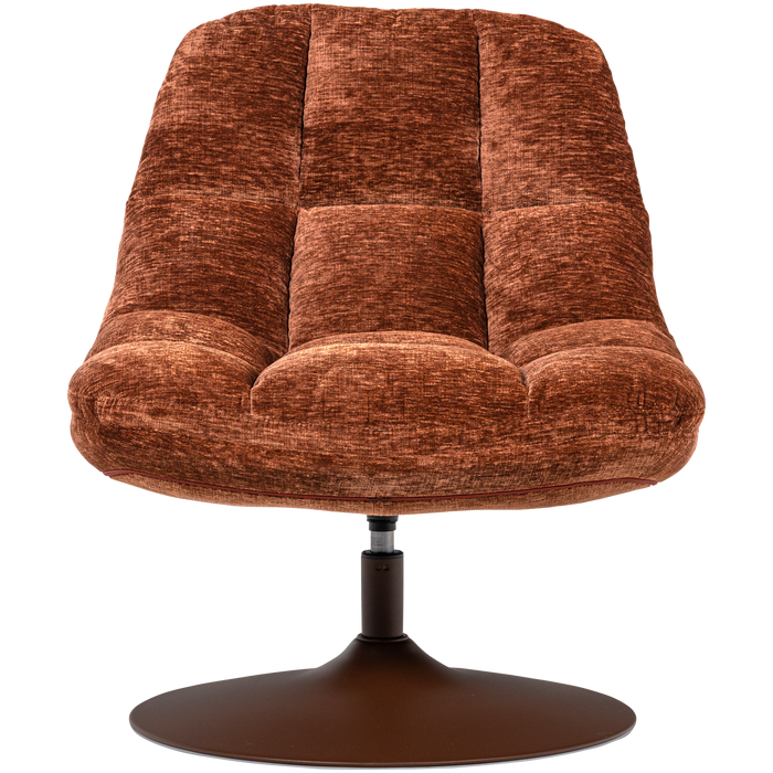 WOOOD Elvi Draaifauteuil - Chenille Structuur -  Roestbruin - 81x73x84