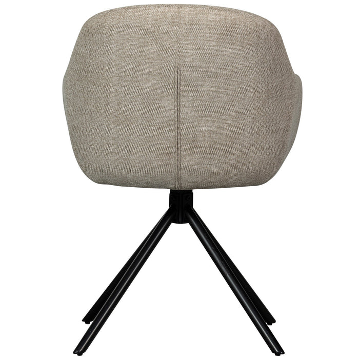 WOOOD Grant-Jaki Eetkamerstoelen - Chenille - Zand - Set van 6