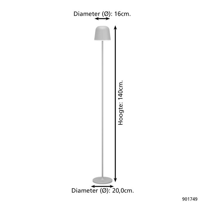 EGLO Mannera-L Staande lamp - USB-C - H 140 cm  - Grijs