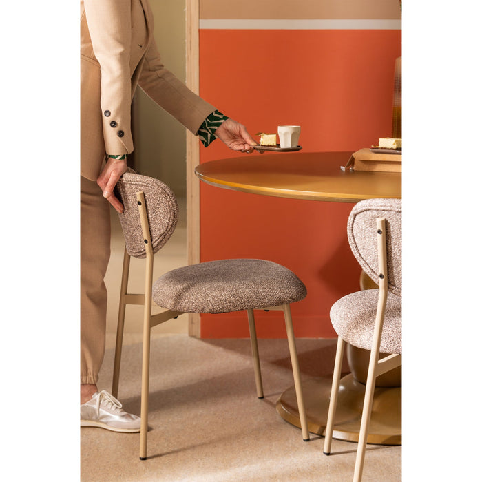 WOOOD Valor Eetkamerstoelen - Polyester - Zand- Set van 6