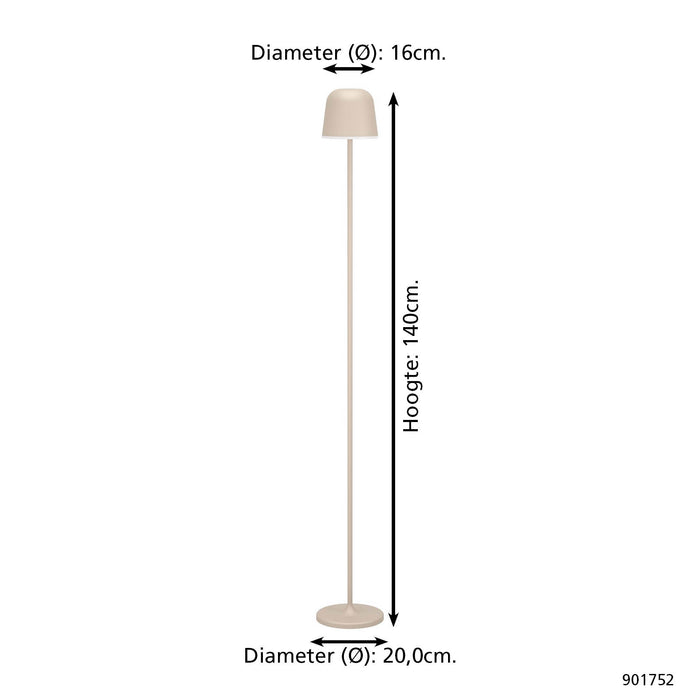 EGLO Mannera-L Staande lamp - USB-C - H 140 cm  - Zand