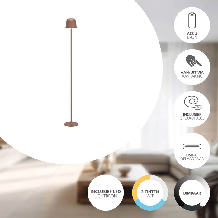 EGLO Mannera-L Staande lamp - USB-C - H 140 cm  - Roestbruin