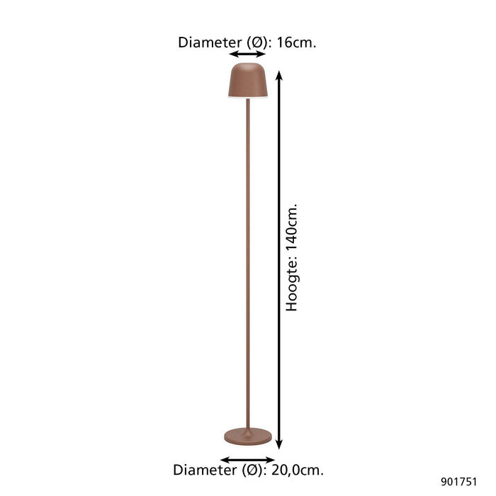 EGLO Mannera-L Staande lamp - USB-C - H 140 cm  - Roestbruin