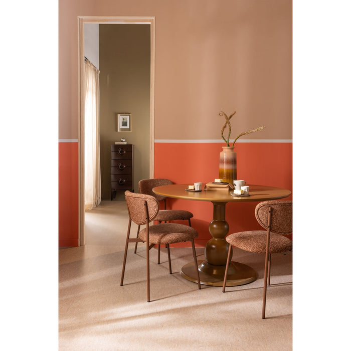 WOOOD Valor Eetkamerstoelen - Polyester - Bruin - Set van 6