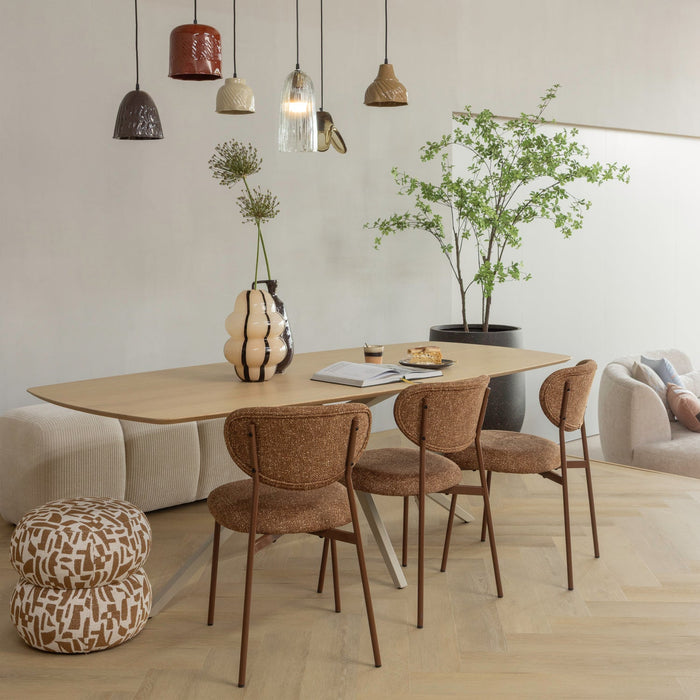 WOOOD Valor Eetkamerstoelen - Polyester - Bruin - Set van 6