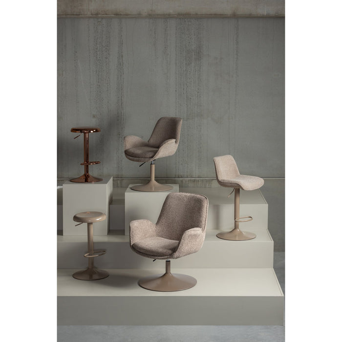 WOOOD Marten Eetkamerstoelen - Polyester - Zand - Set van 6