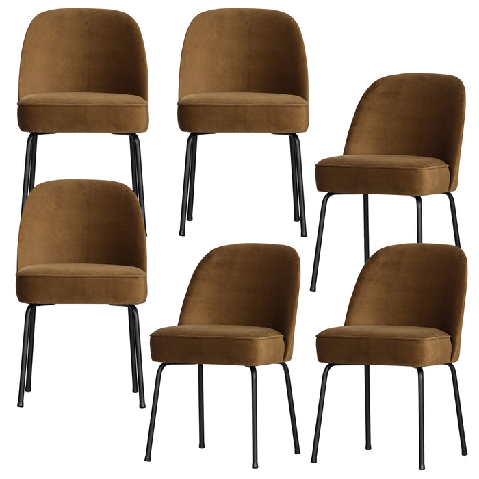 WOOOD Vogue Eetkamerstoelen - Fluweel - Honinggeel - Set van 6