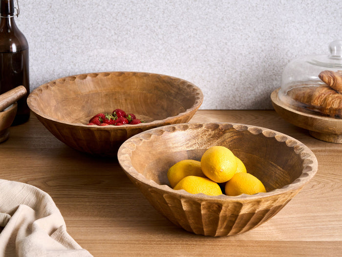 Beliani - SOHAG - Set van 2 schalen - Bruin - Mangohout