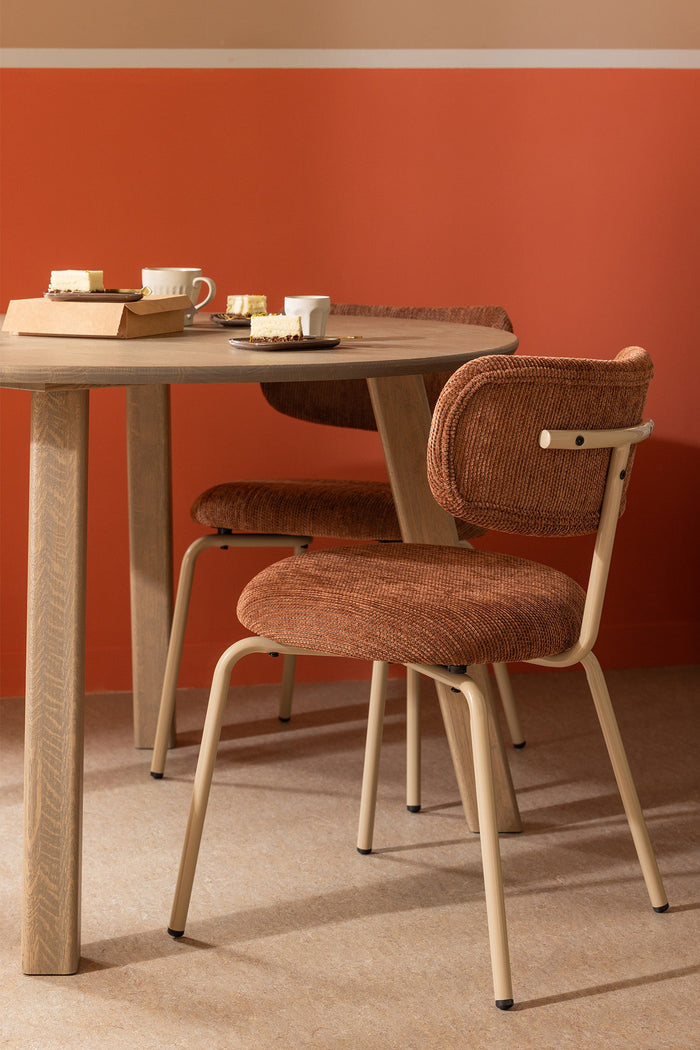 WOOOD Travis Eetkamerstoelen - Polyester - Bruin - Set van 6