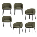 WOOOD Leon Eetkamerstoelen - Bouclé - Bosgroen - Set van 6