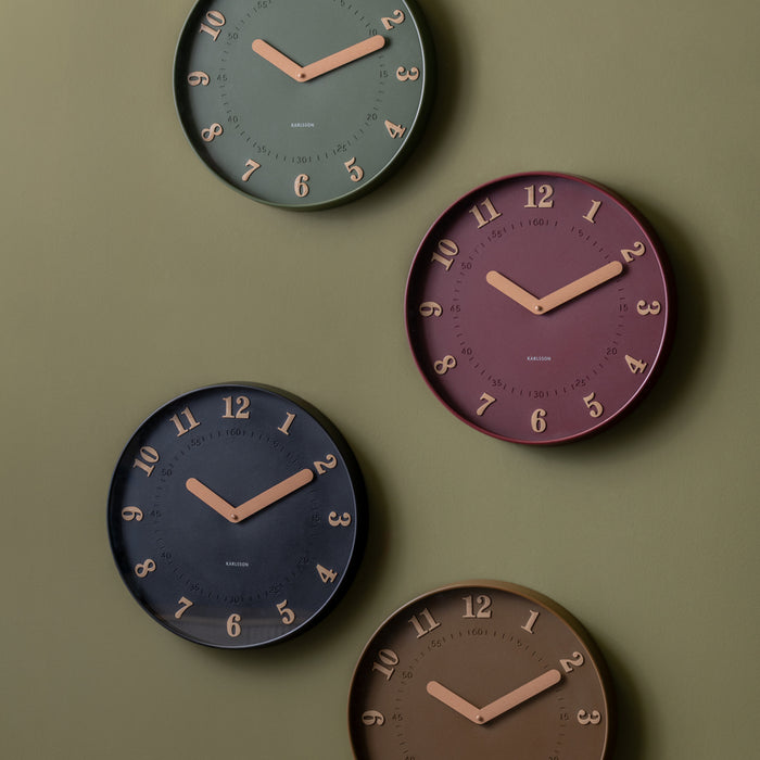 Karlsson - Wandklok Amena - Bordeauxrood- Ø40cm