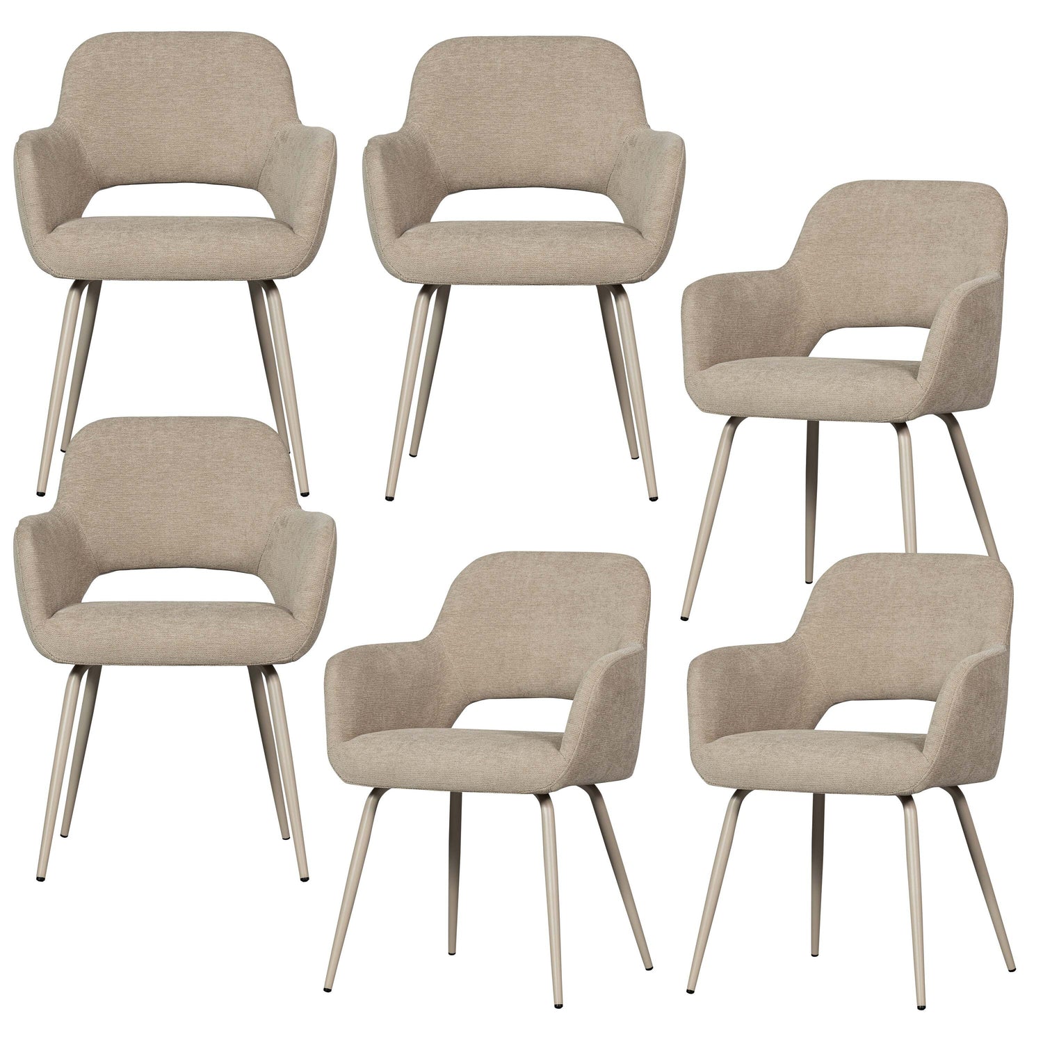WOOOD Jenny Eetkamerstoelen - Polyester - Naturel - Set van 6