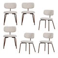 WOOOD Travis Eetkamerstoelen - Polyester - Off White - Set van 6