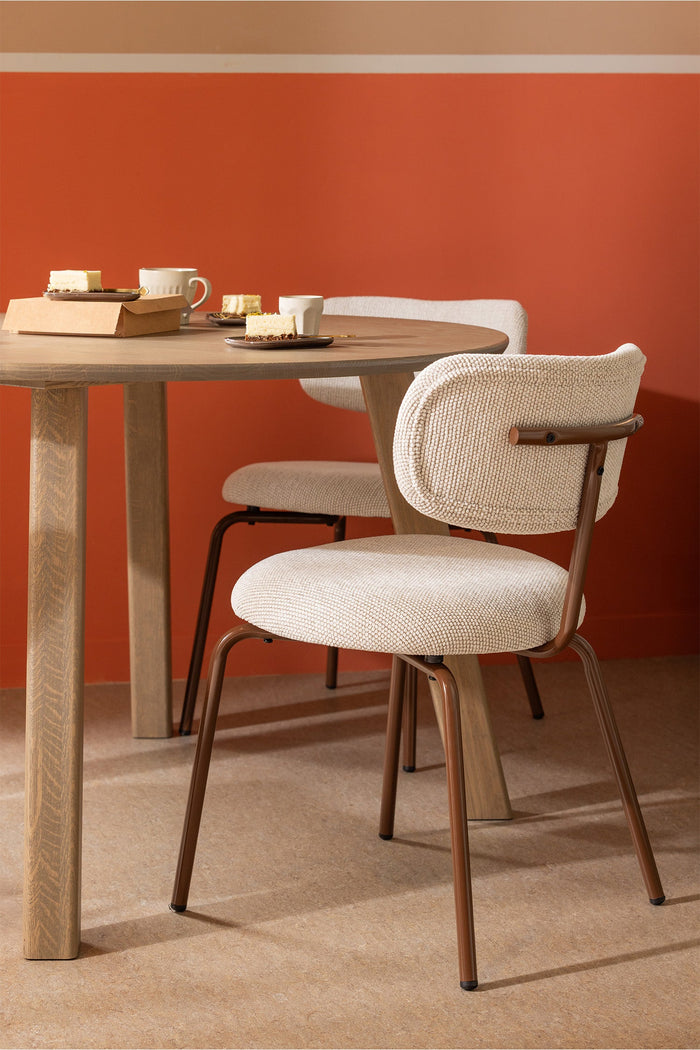 WOOOD Travis Eetkamerstoelen - Polyester - Off White - Set van 6