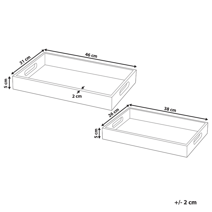 Beliani - QUENA - Set van 2 dienbladen - Lichtbruin - Mangohout