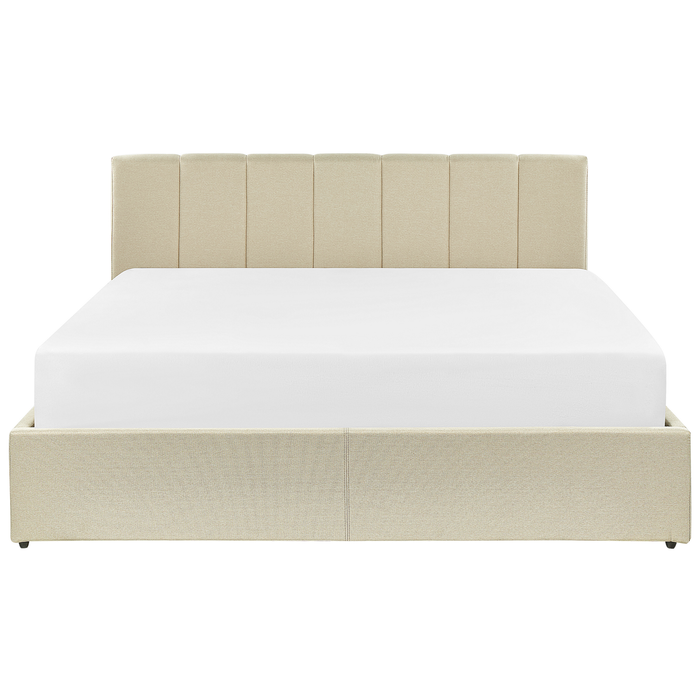 Beliani-DREUX-Bed met opbergruimte-Beige-160 x 200 cm-Polyester