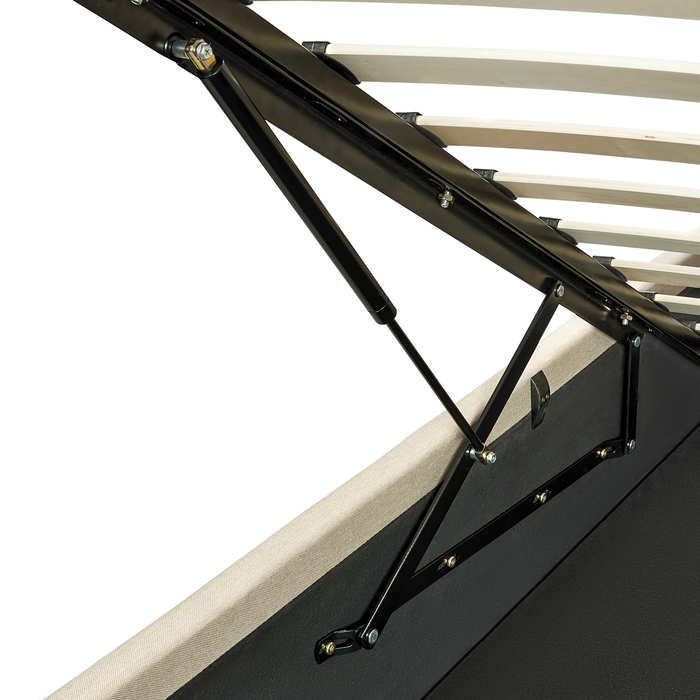 Beliani-DREUX-Bed met opbergruimte-Beige-160 x 200 cm-Polyester