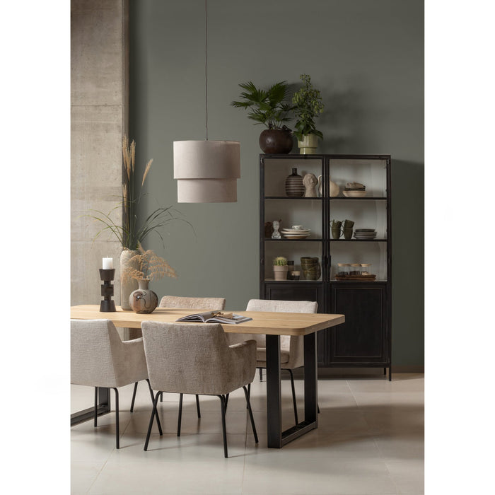 WOOOD Kam Eetkamerstoelen - Polyester - Off White - Set van 6