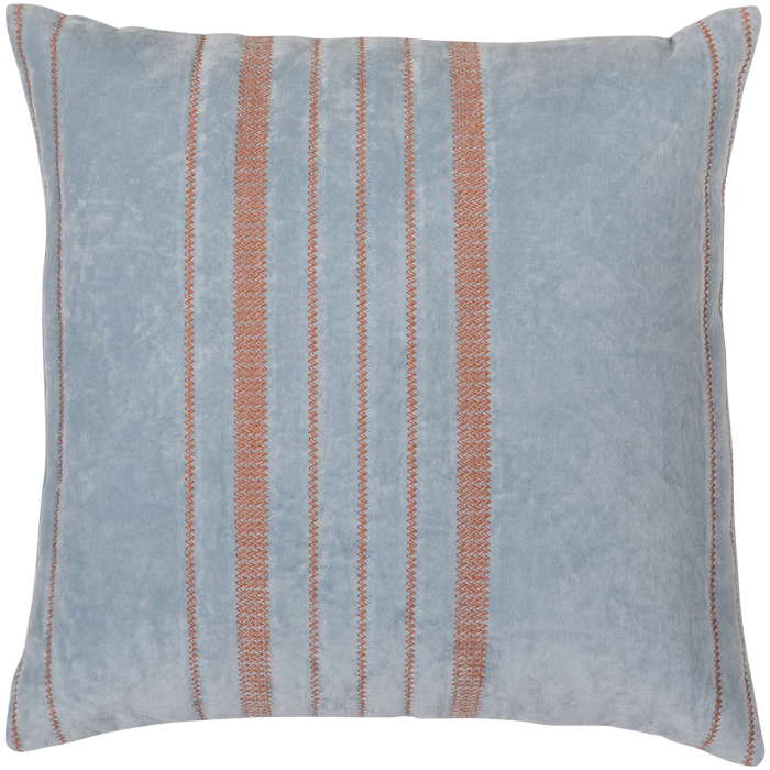 WOOOD Laon Kussens - Velvet stof - Naturel|Blauw - Set Van 3