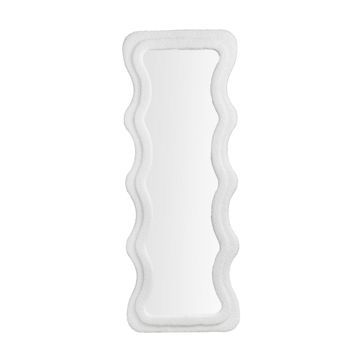 QUVIO Staande spiegel - Golvende vorm - Teddy - 160 cm - Wit