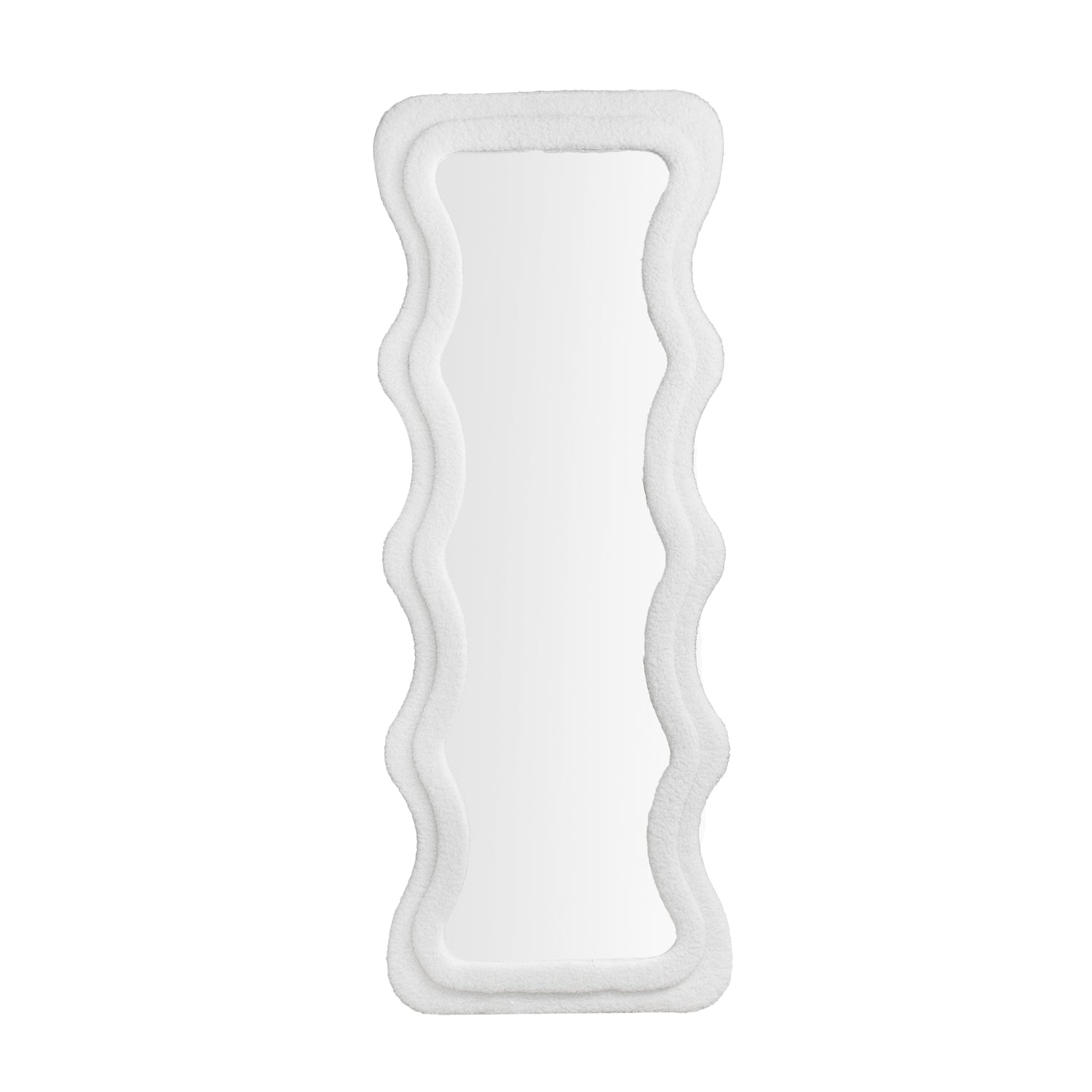 QUVIO Staande spiegel - Golvende vorm - Teddy - 160 cm - Wit