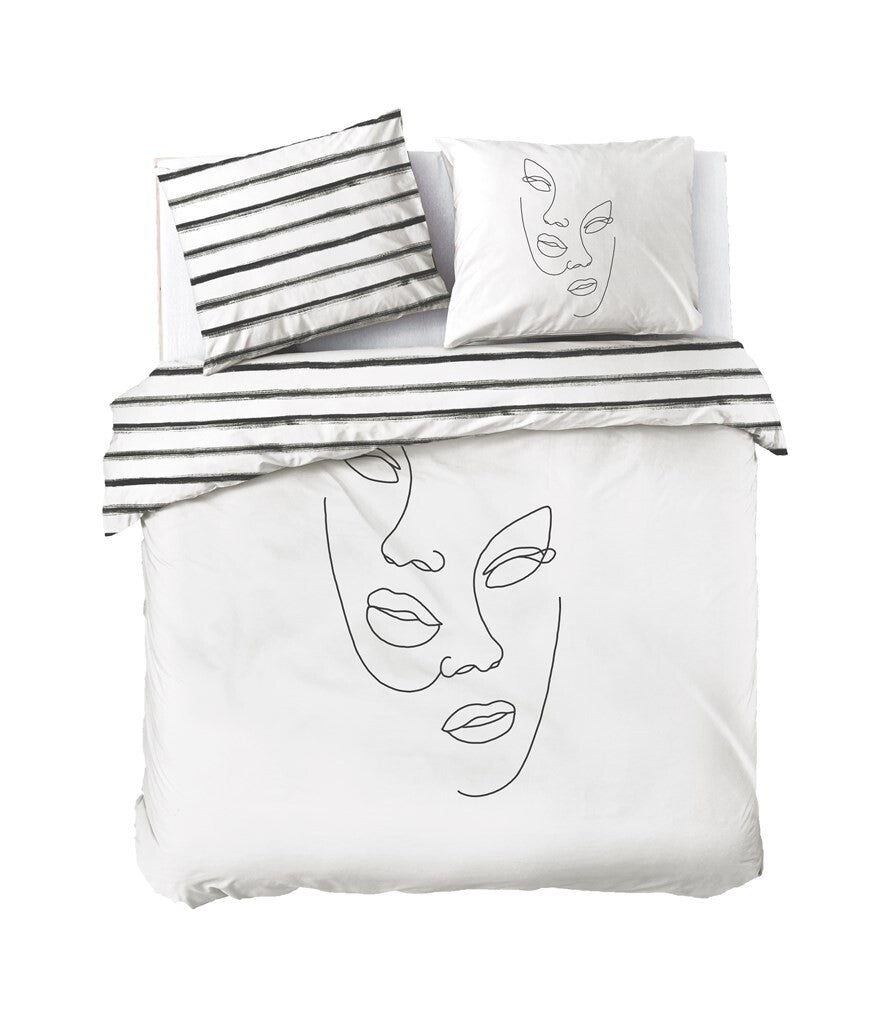 Dindi Home - Dekbedovertrek Tender Tattoo - 240x220 - Wit