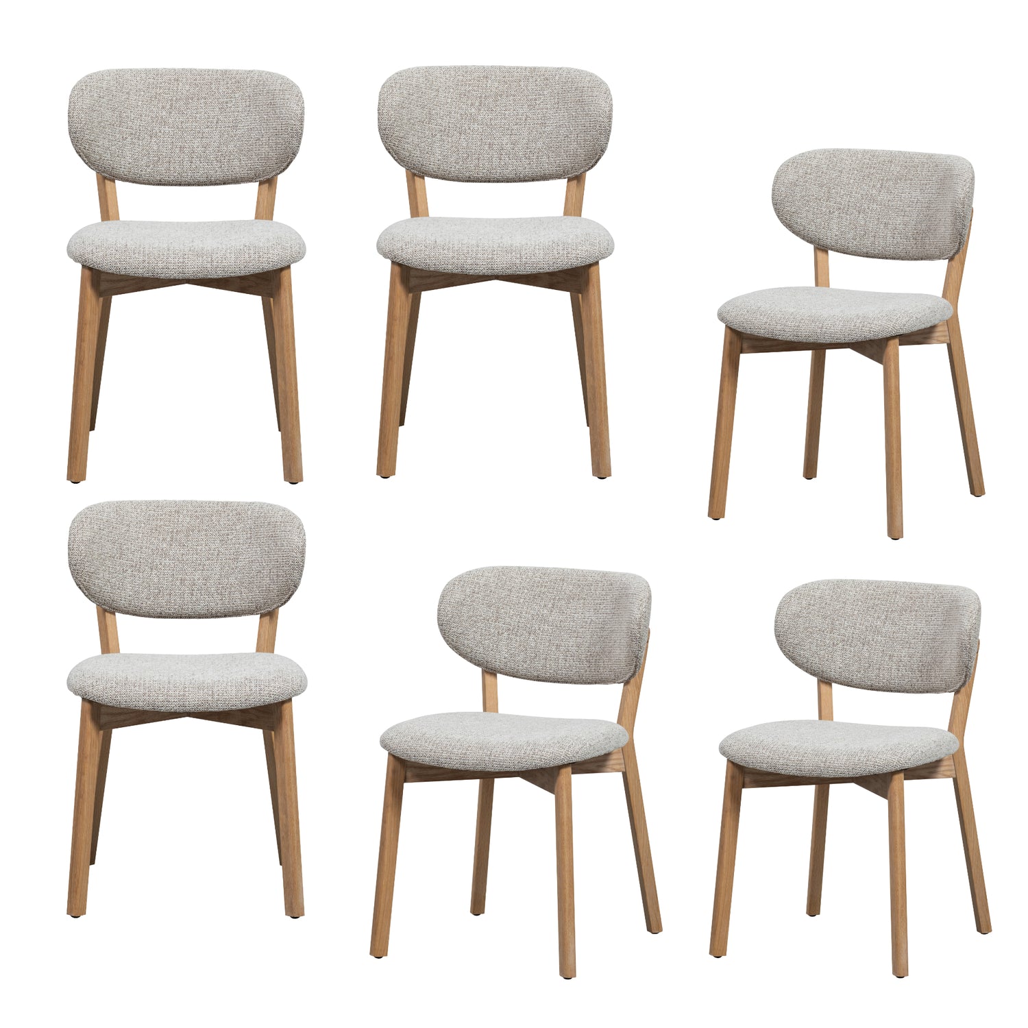 WOOOD Udar Eetkamerstoelen Houten Frame - Naturel - Set van 6