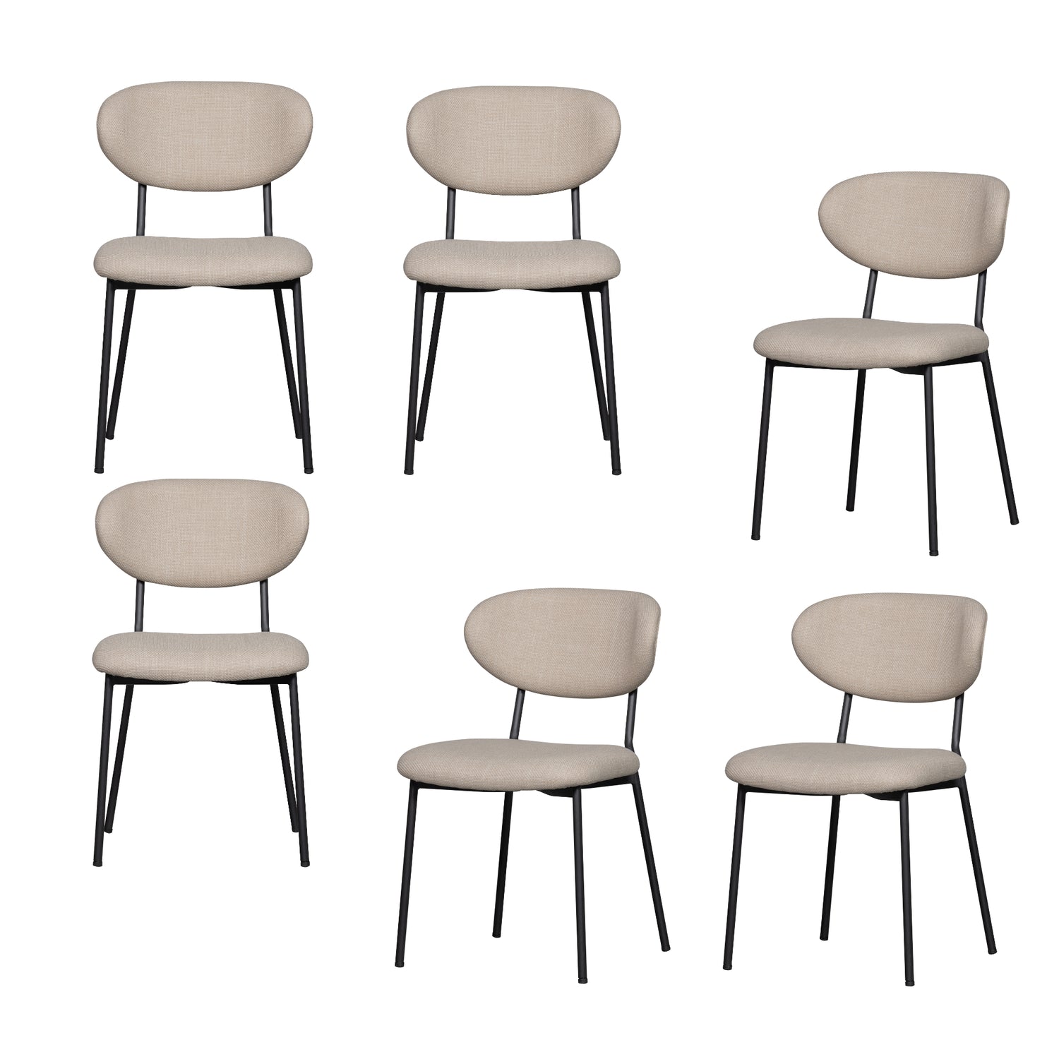 WOOOD Kjeld Eetkamerstoelen - Polyester - Naturel - Set van 6