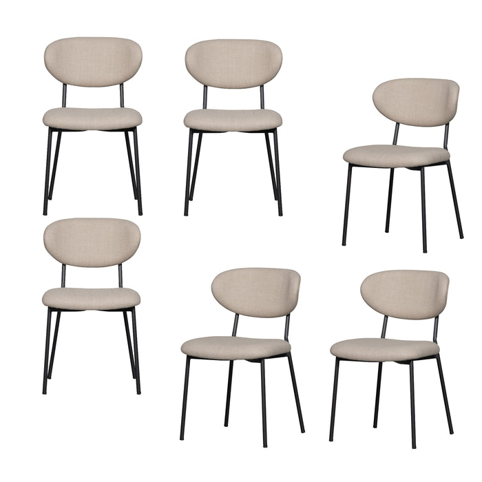 WOOOD Kjeld Eetkamerstoelen - Polyester - Naturel - Set van 6
