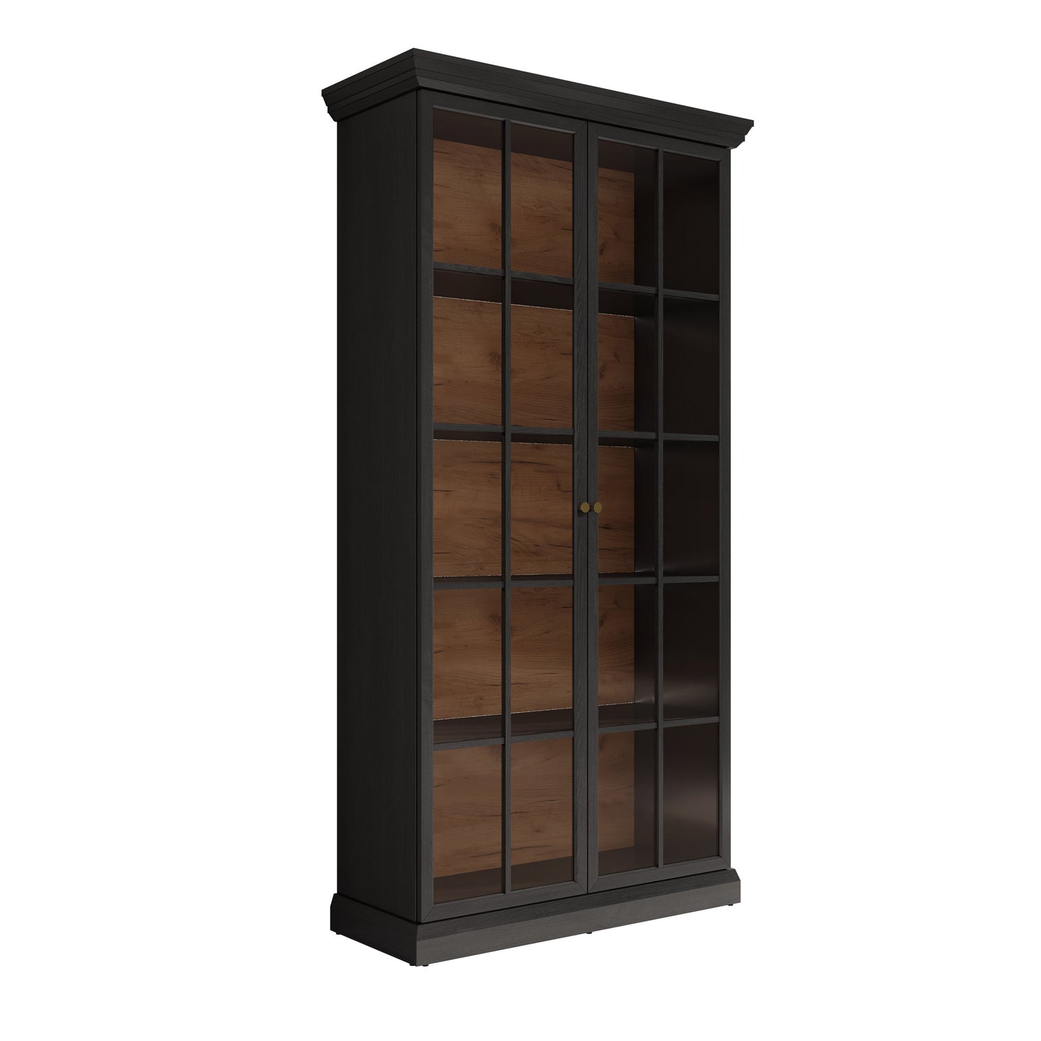 Meubella - Vitrinekast Leroy - Zwart eiken - 102 cm