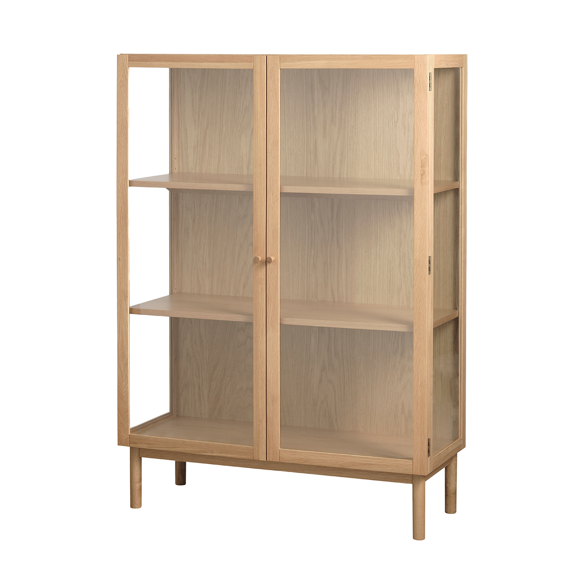 Olivine Boris Eikenhouten Vitrinekast met Glas - B 100 cm - Naturel