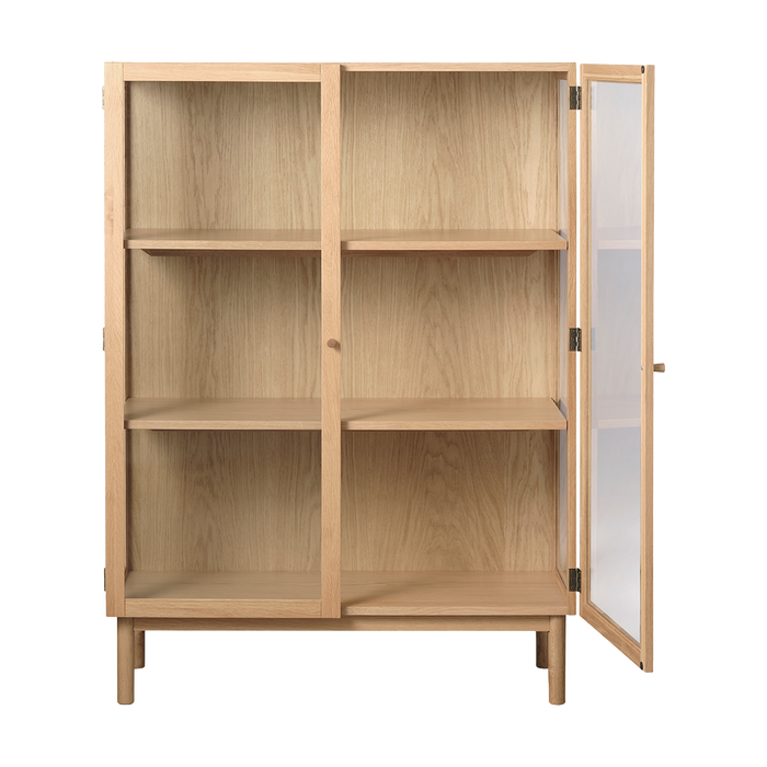 Olivine Boris Eikenhouten Vitrinekast met Glas - B 100 cm - Naturel