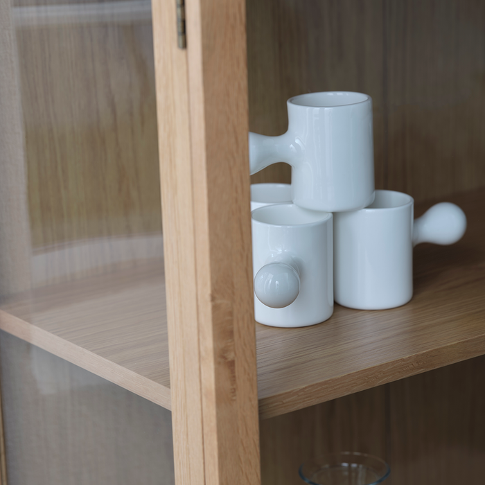 Olivine Boris Eikenhouten Vitrinekast met Glas - B 100 cm - Naturel