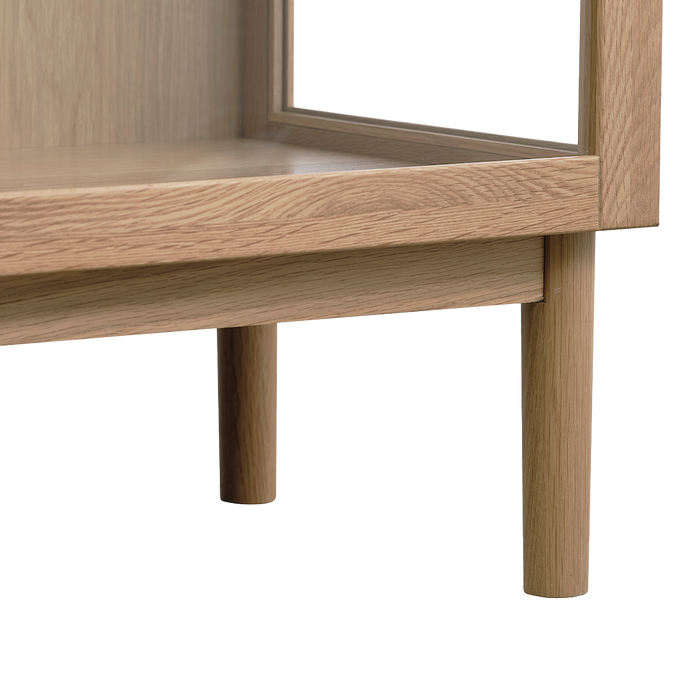 Olivine Boris Eikenhouten Vitrinekast met Glas - B 100 cm - Naturel